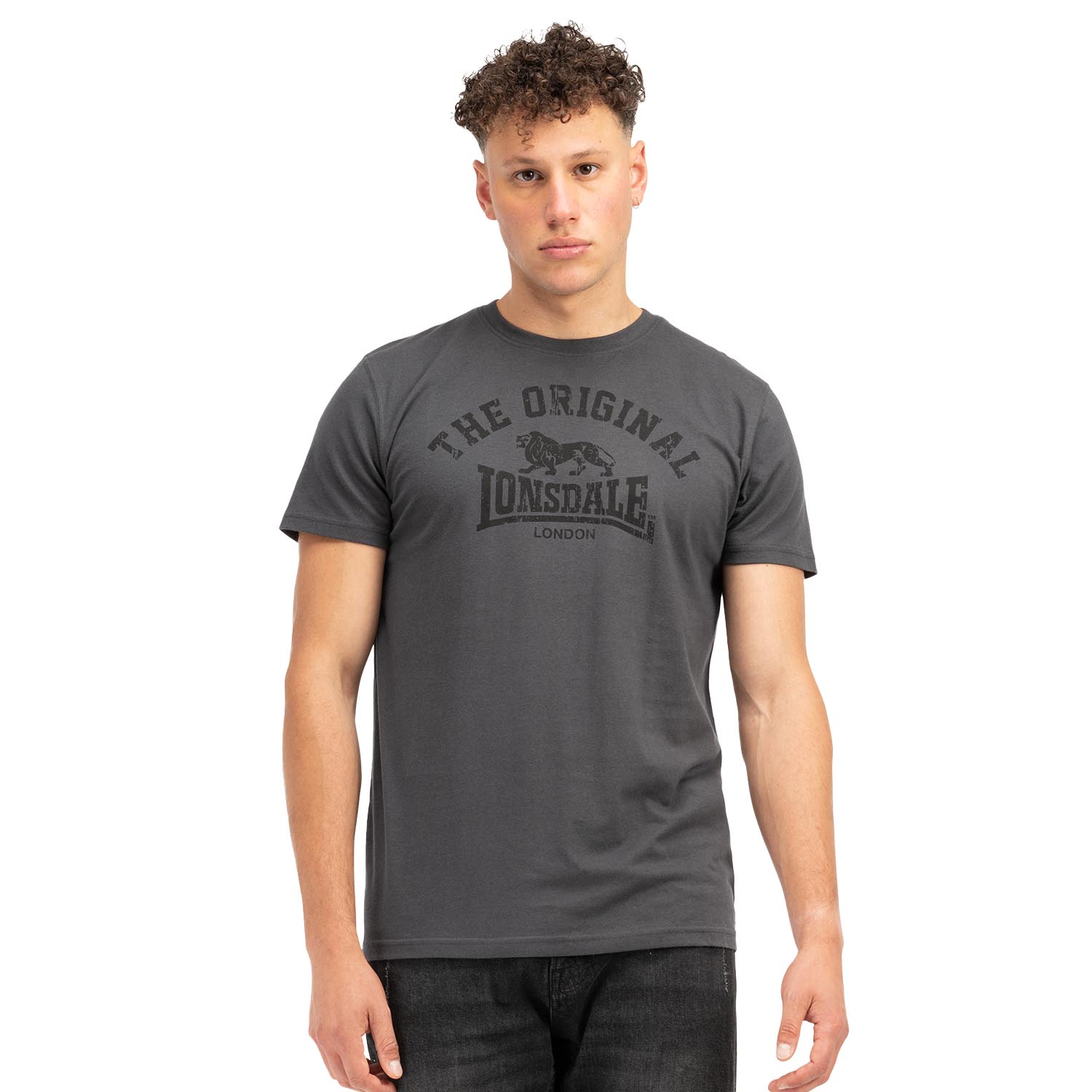 Lonsdale T-Shirt, Original, grau-schwarz, S