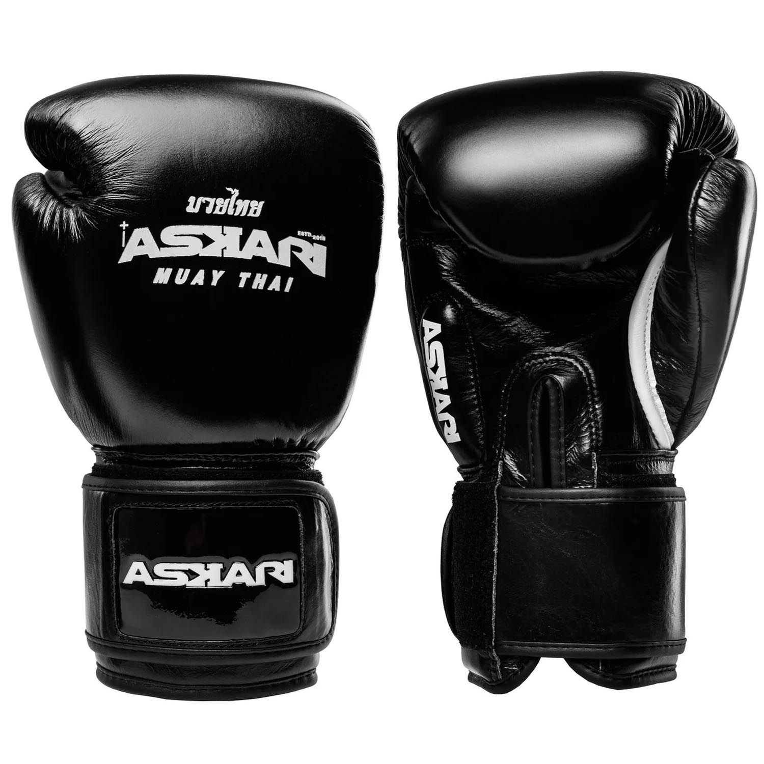 ASKARI Boxing Gloves, Nak Muay, black-white, XL