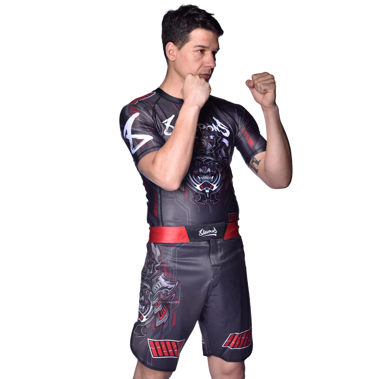 8 WEAPONS Fight Shorts, Samurai 2.0, black-red, XXL