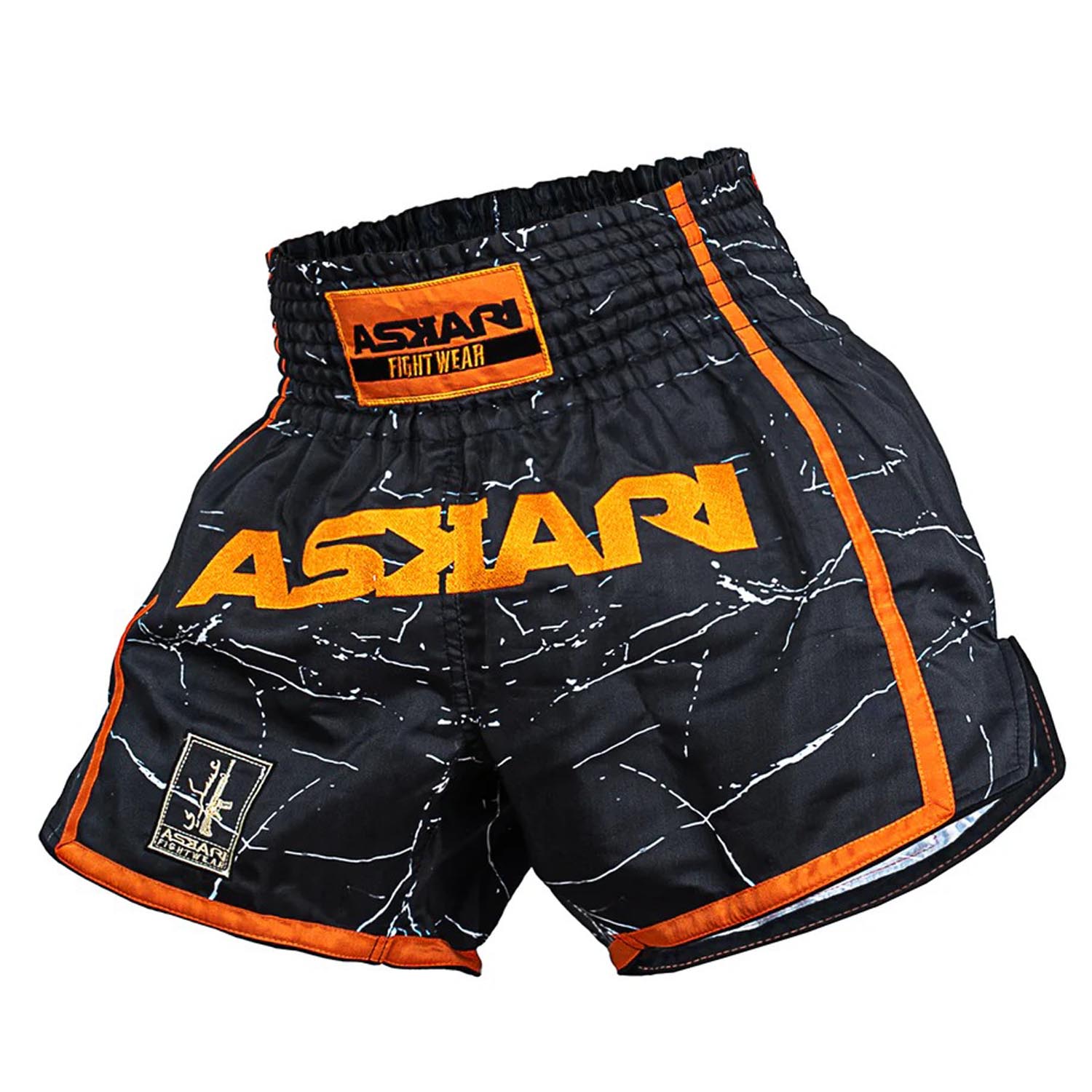 ASKARI Muay Thai Shorts, Carrara, black-orange, XXL
