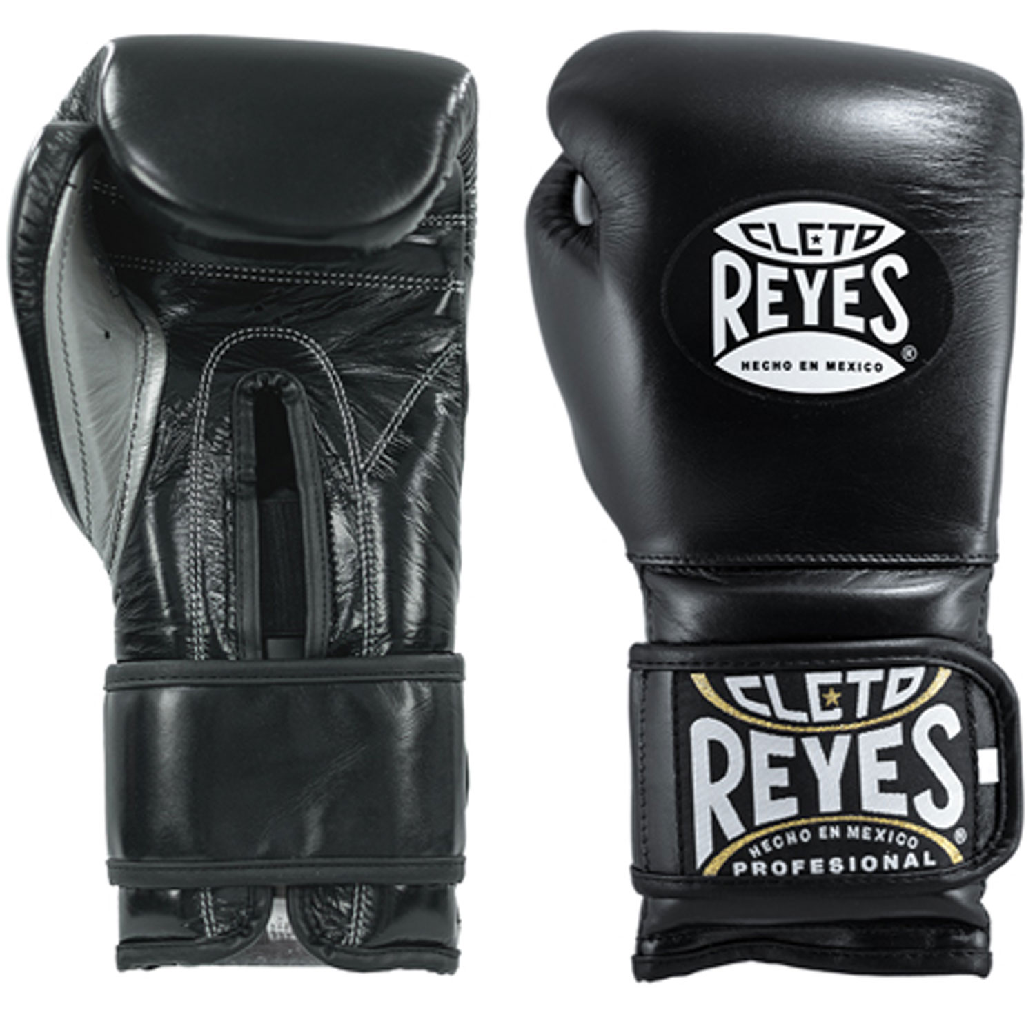 Cleto Reyes Boxing Gloves, Velcro Sparring, black-silver, 12 Oz
