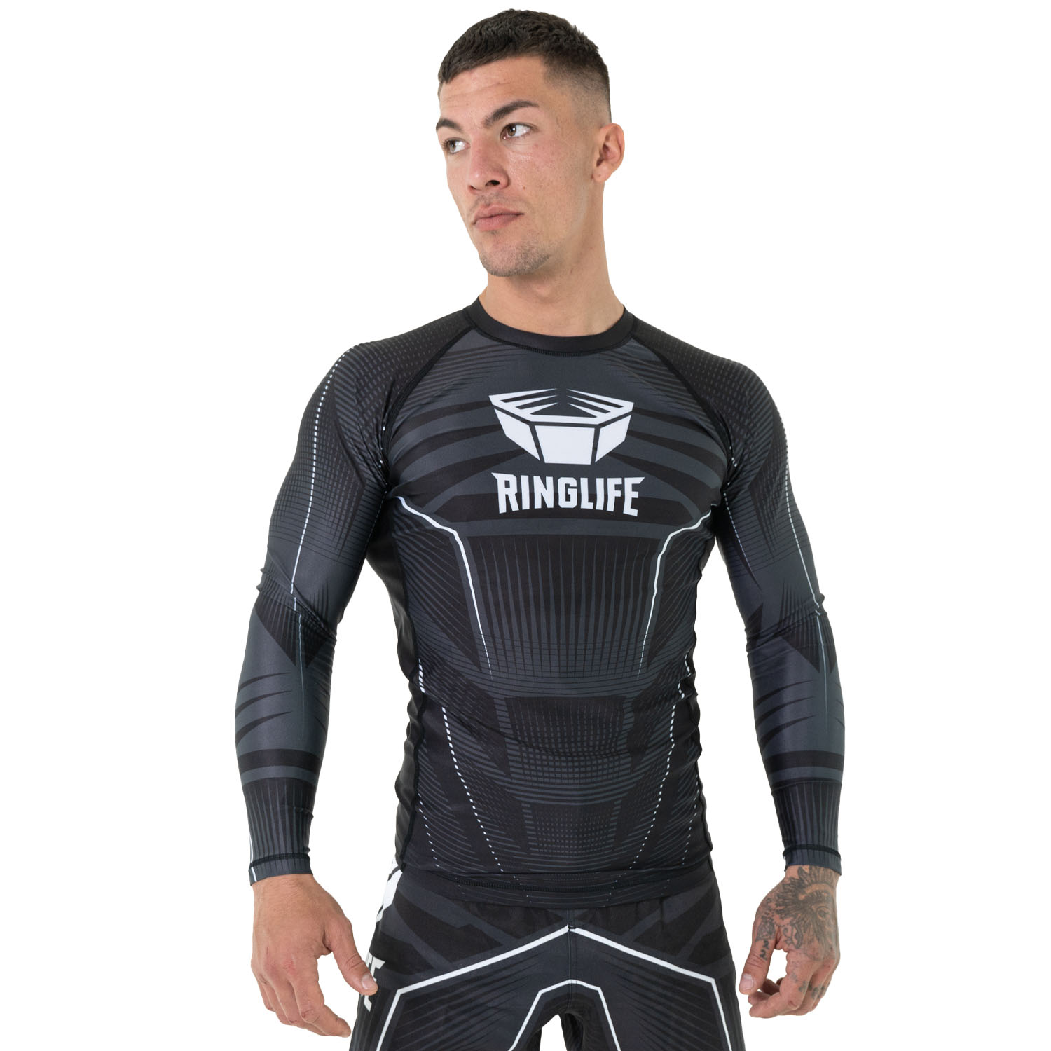 RINGLIFE Rashguard, L/S - Octaring schwarz-weiss