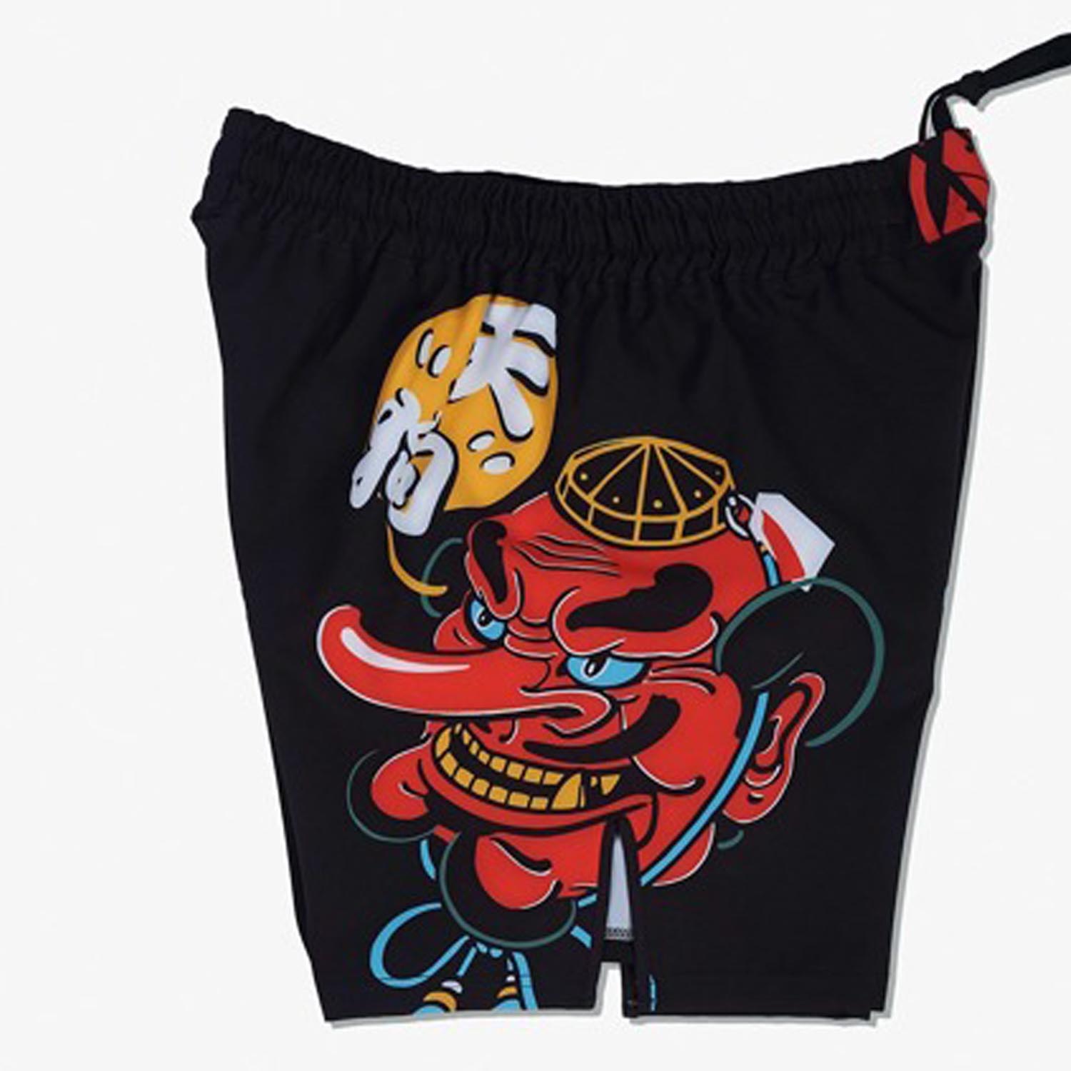 MANTO MMA Fight Shorts, Tengu, black-red, XXL