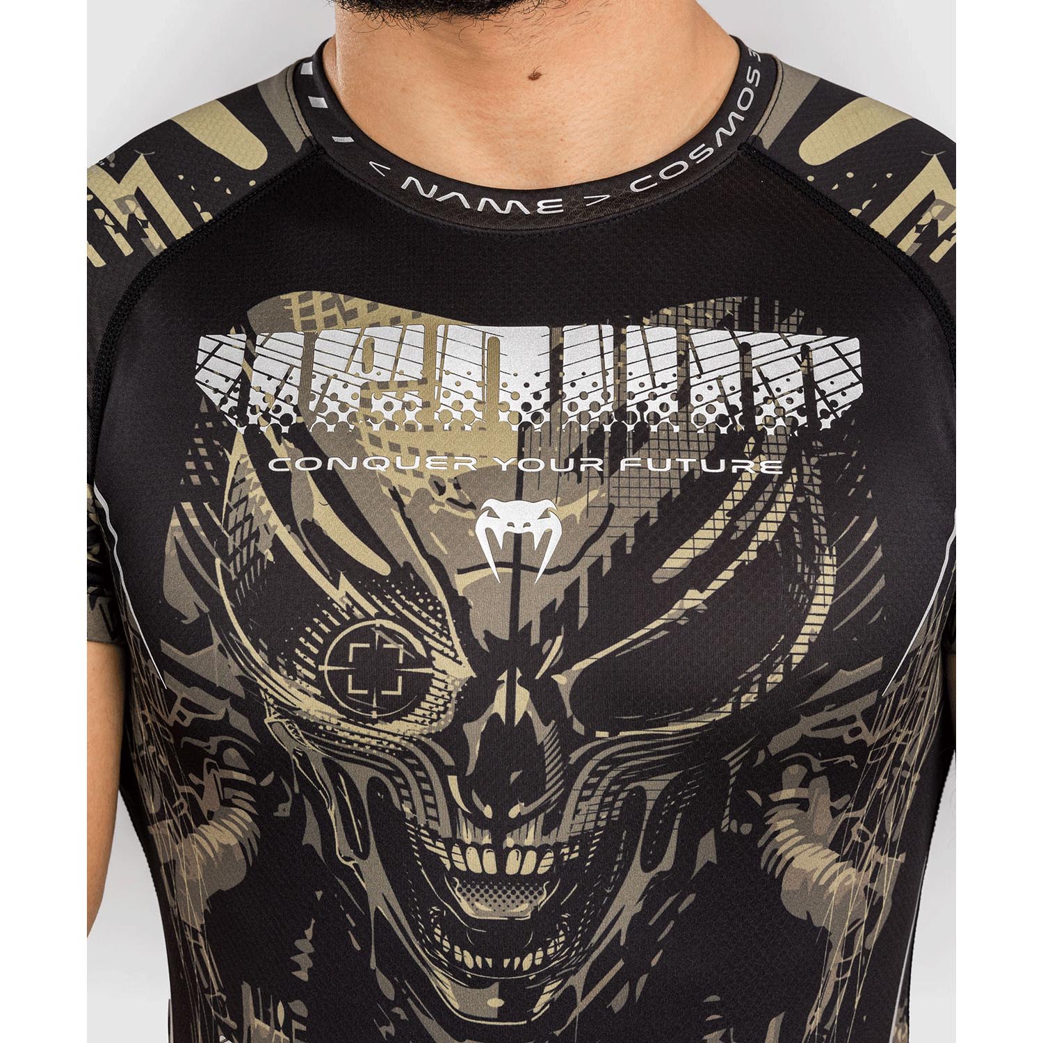 VENUM Rashguard, S/S, Invader, black-sand, XXL