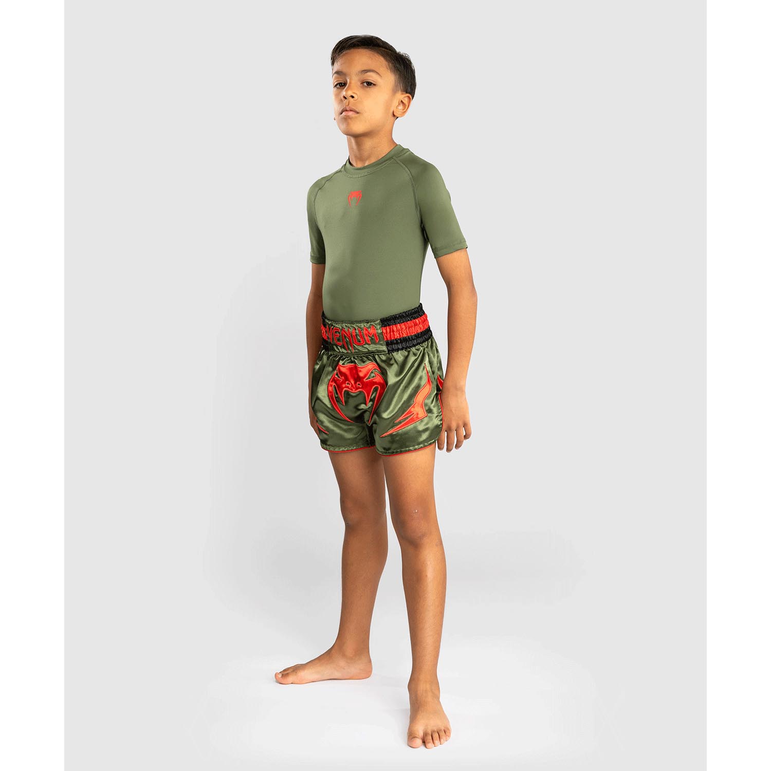 VENUM Muay Thai Shorts, Kids, Inferno, khaki-orange, 14 J