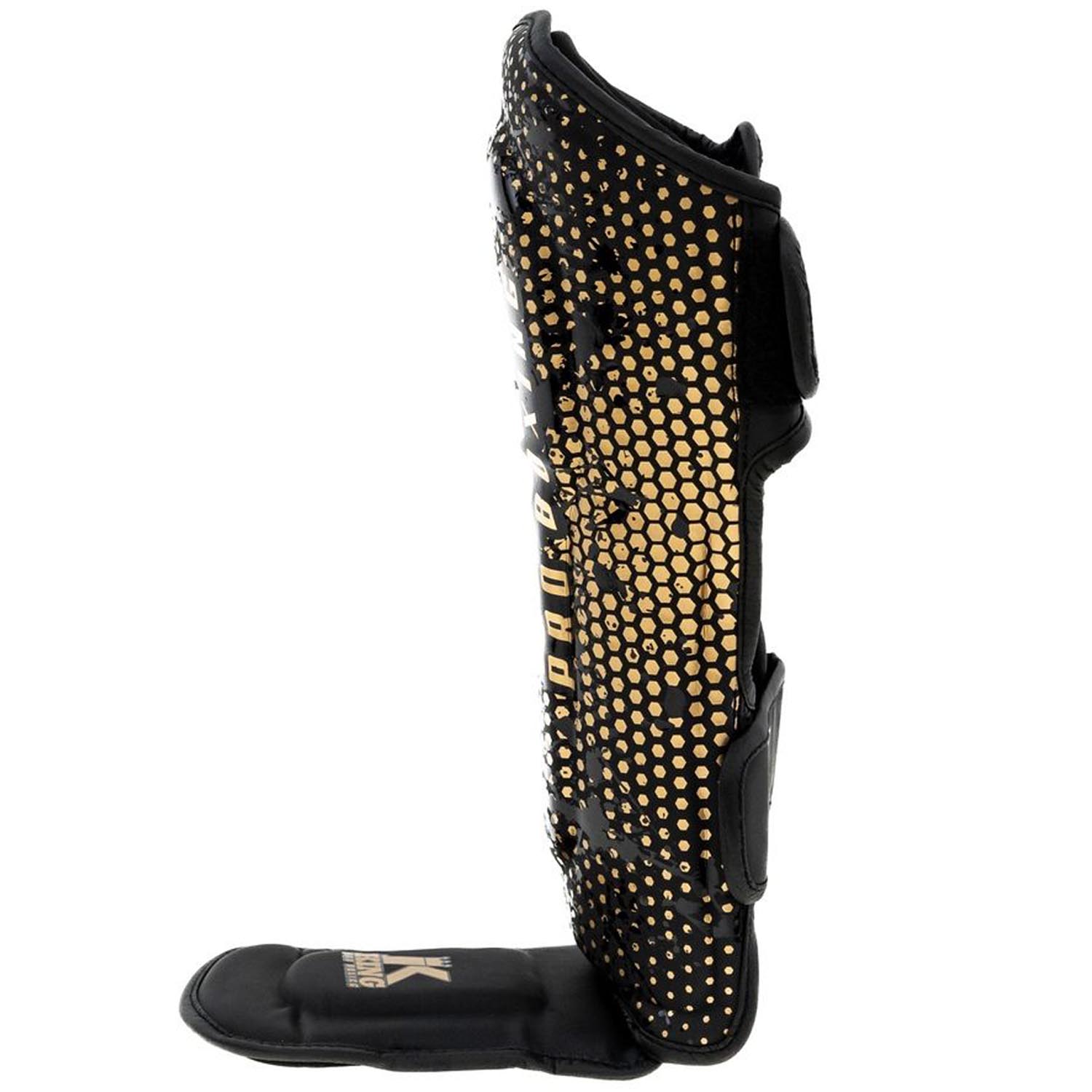 King PRO BOXING Shin Guard, Hexagon 2, black-gold, M