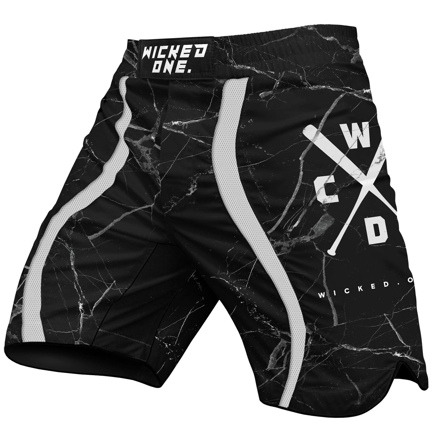 Wicked One MMA Fight Shorts, Broken, schwarz, XXL