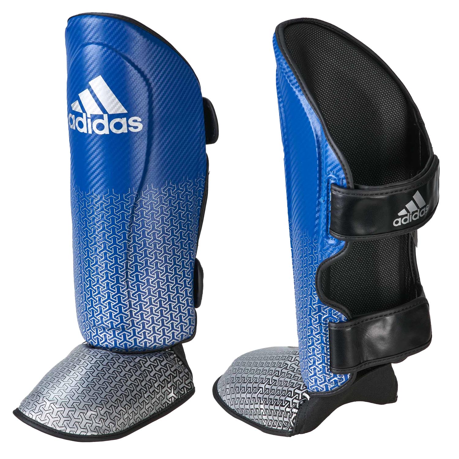 adidas Schienbeinschoner, Pro Kickboxing, blau-silber, XL