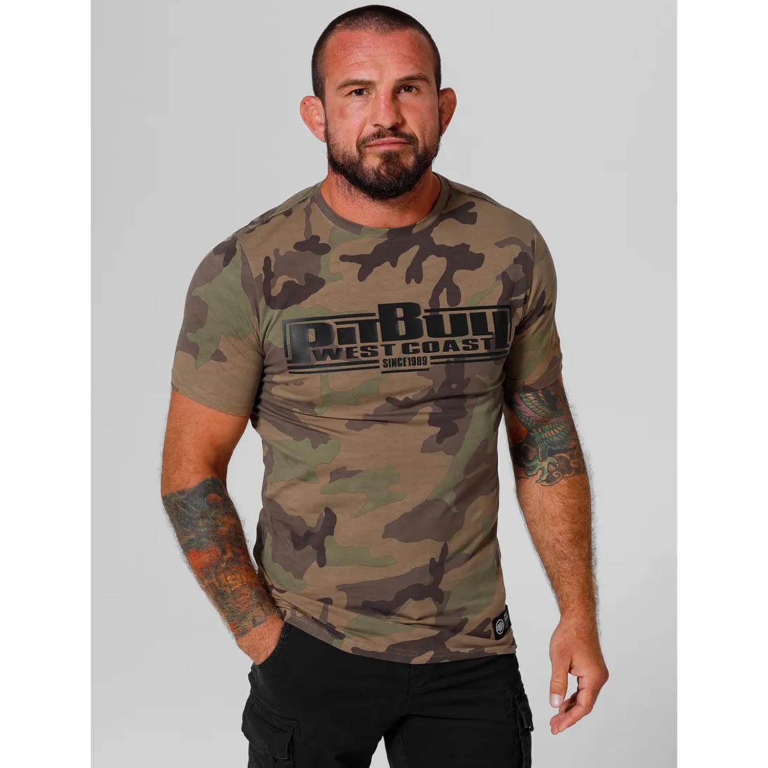 Pit Bull West Coast T-Shirt, Classic Boxing Slim Fit, camo-olive, XXXL