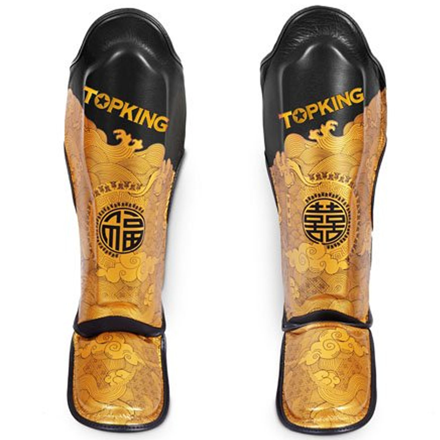 TOP KING BOXING Shin Guards, Happiness Chinese, black, S