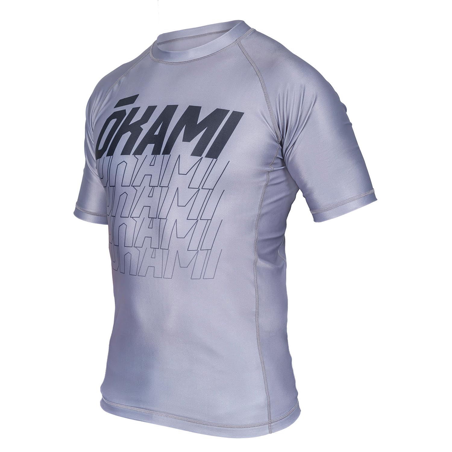 OKAMI Rashguard, S/S, Logo, grey, XXL