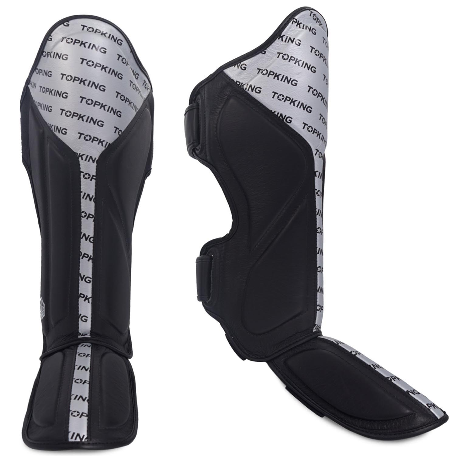 TOP KING BOXING Shin Guard, Full Impact, black-white, S