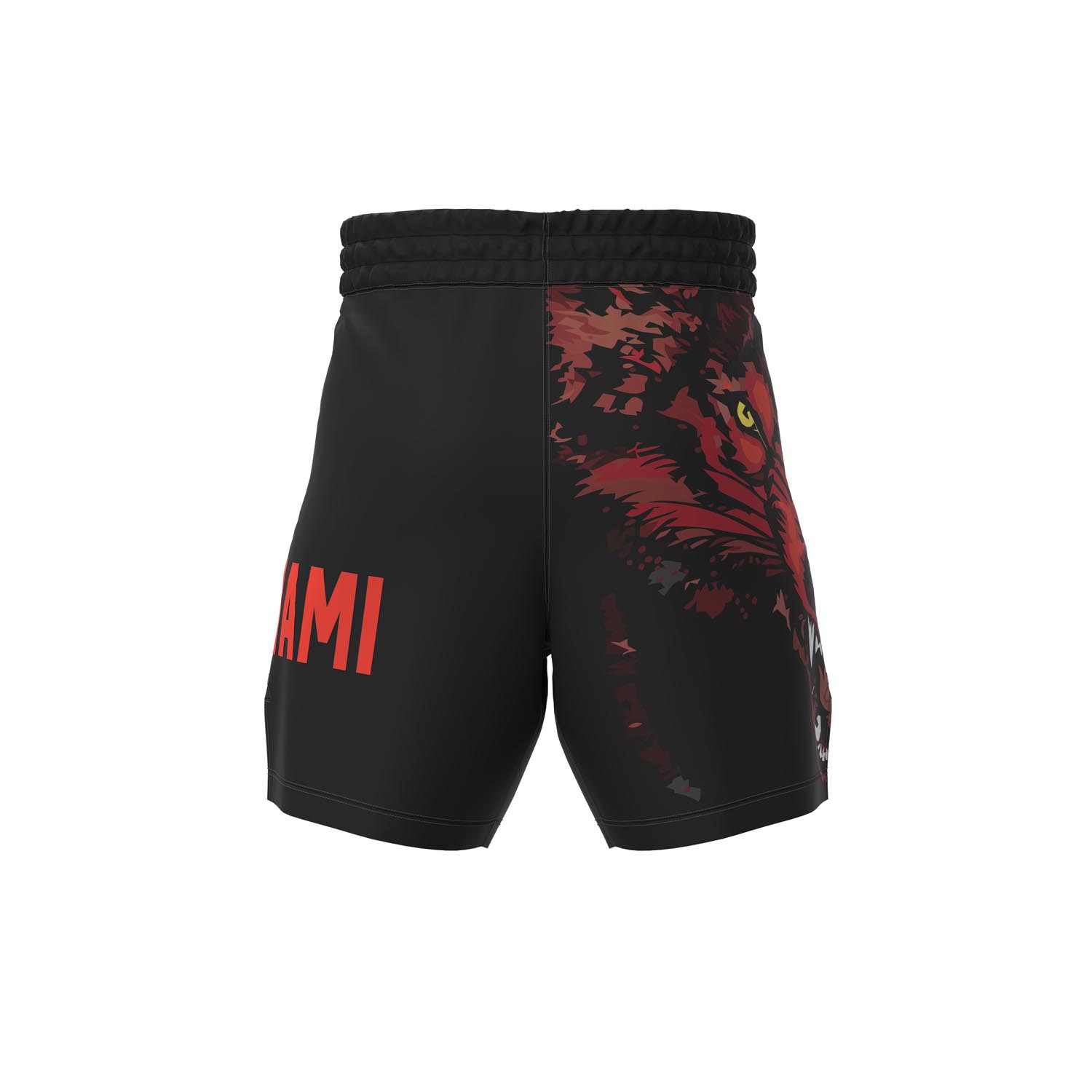 OKAMI MMA Fight Shorts, Kids, Wolfpack, black-red, XL