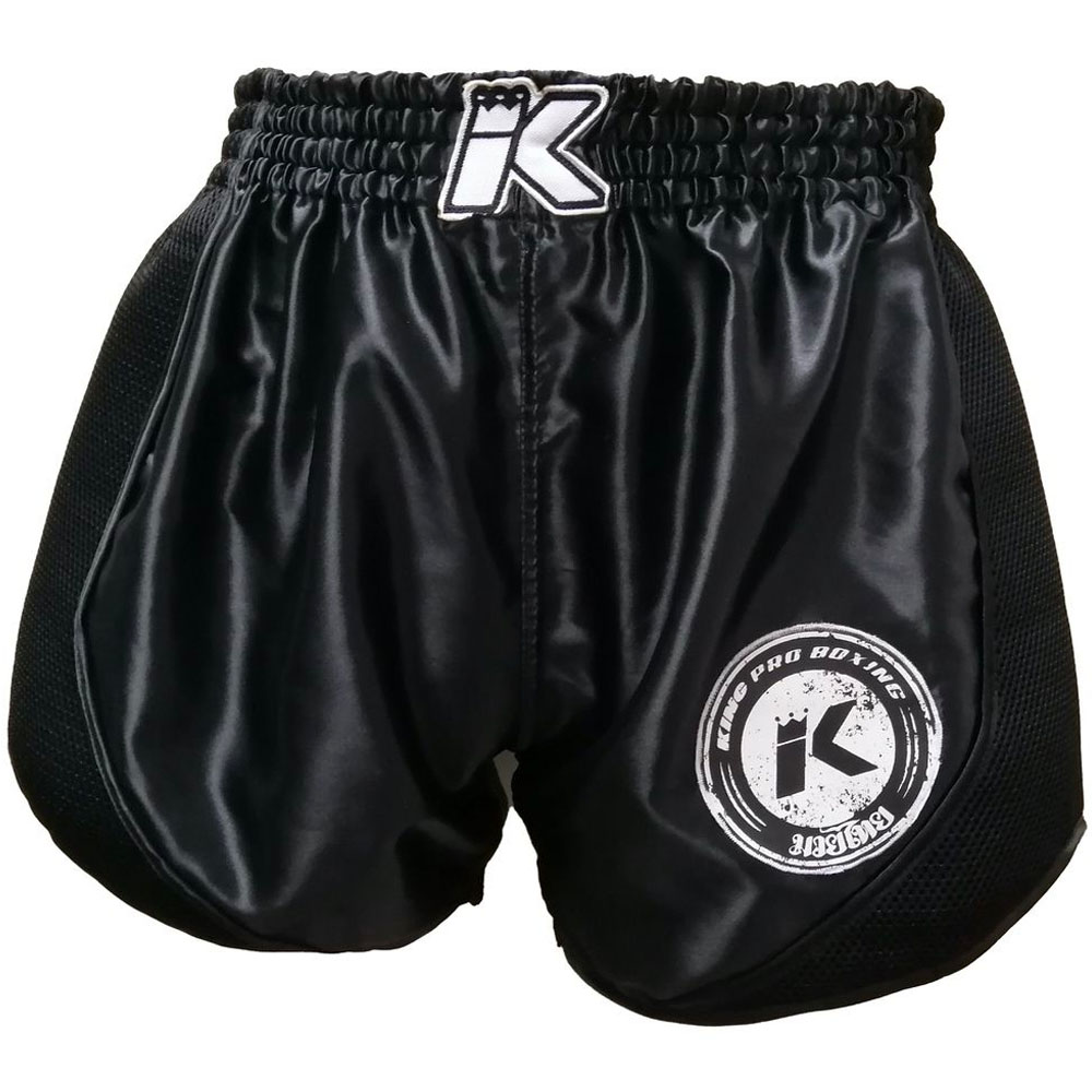 KING PRO BOXING Muay Thai Shorts, Retro Mesh 1, black, L