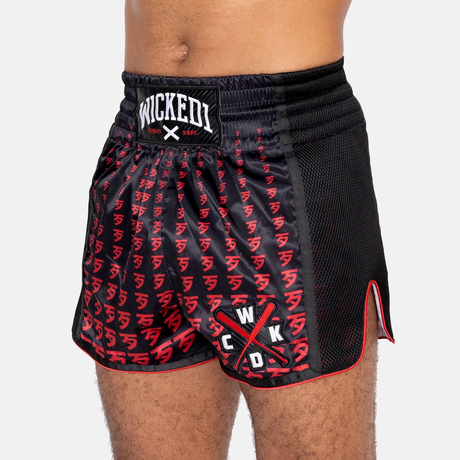 Wicked One Muay Thai Shorts, Infinit, schwarz-rot, M