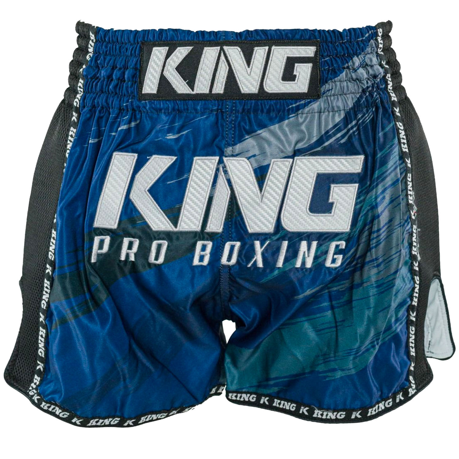 KING PRO Boxing Muay Thai Shorts, Storm 4, black-blue, S