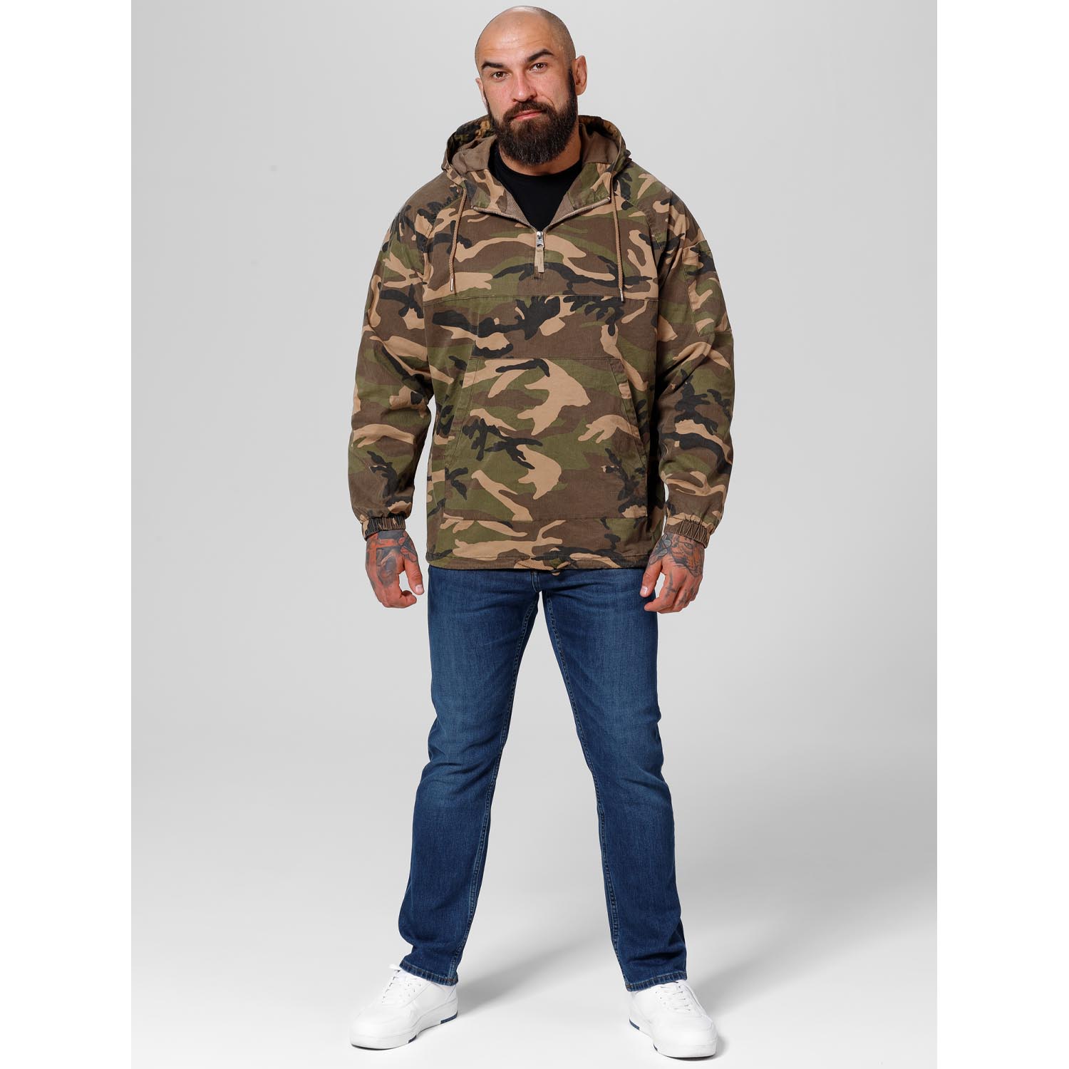Pit Bull West Coast Jacket, Bassmore, Washed Cotton Hooded, camo, S