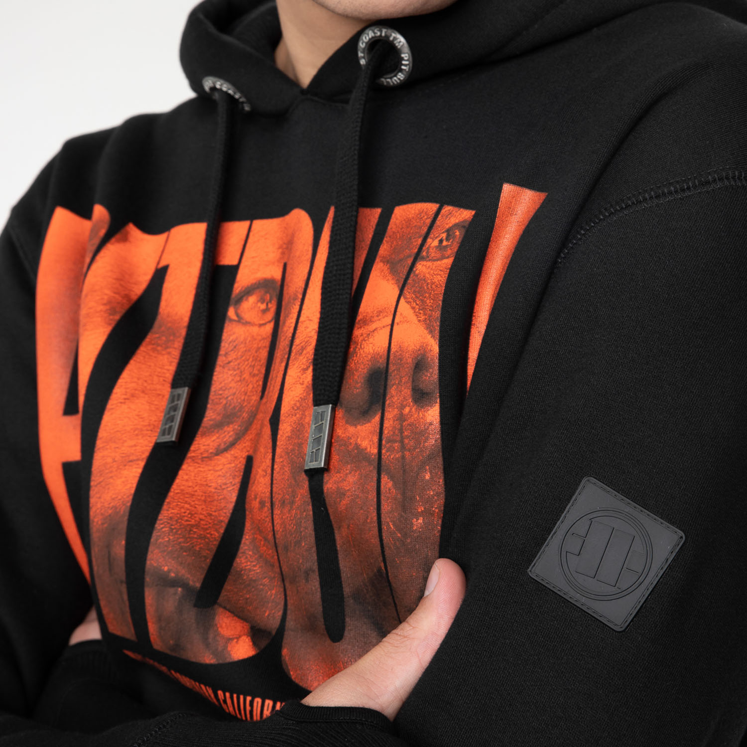 Pit Bull West Coast Hoody, Orange Dog, schwarz, S