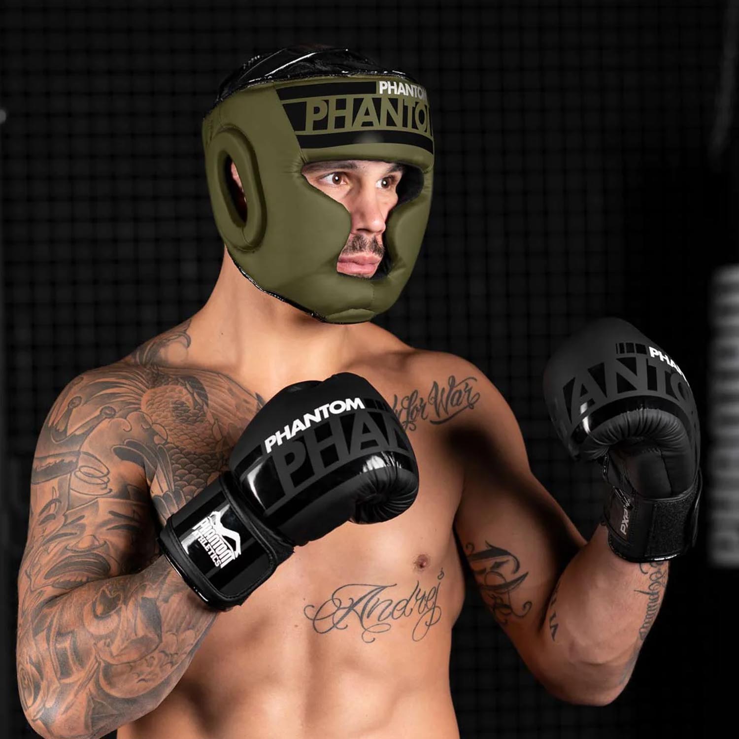 Phantom Athletics Headguard, Apex, Full Face, army