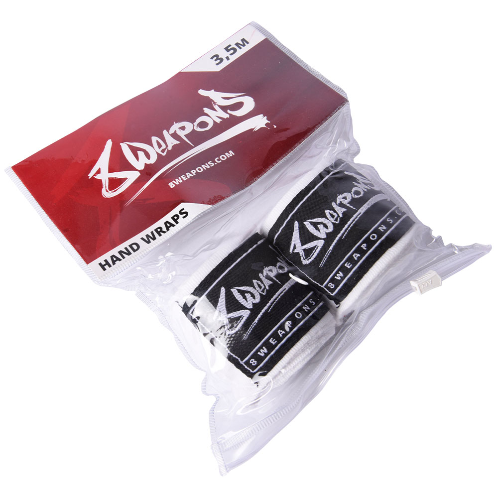 8 WEAPONS Hand Wraps, semi-elastic, 3.5 m, white