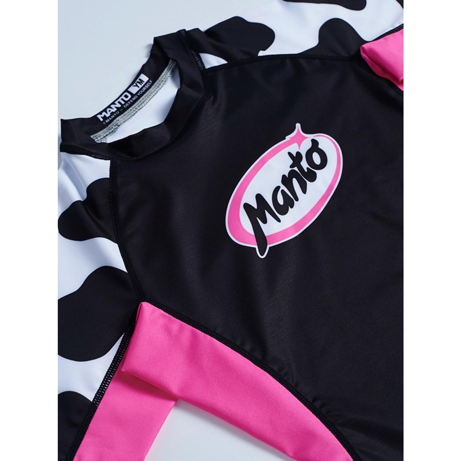 MANTO Rashguard, Kids, S/S, Dogs, black-pink, L