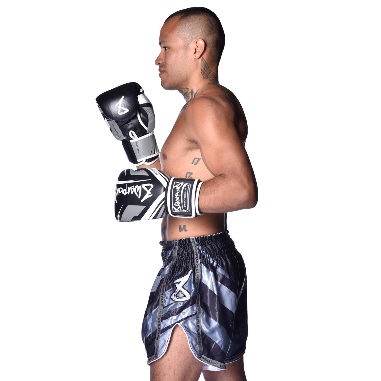 8 WEAPONS Muay Thai Shorts, Shift, black-matt, XXL