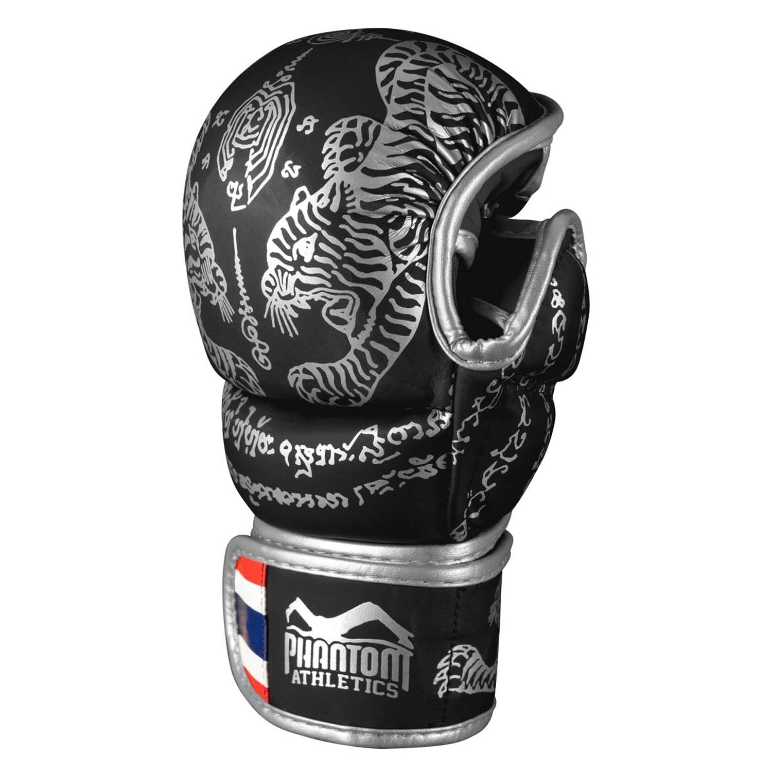 Phantom Athletics MMA Sparring Boxing Gloves, Muay Thai, black-silver, L/XL