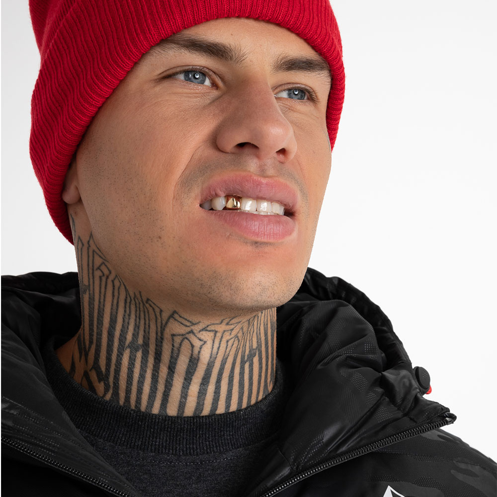 Pit Bull West Coast Beanie, Small Logo, rot