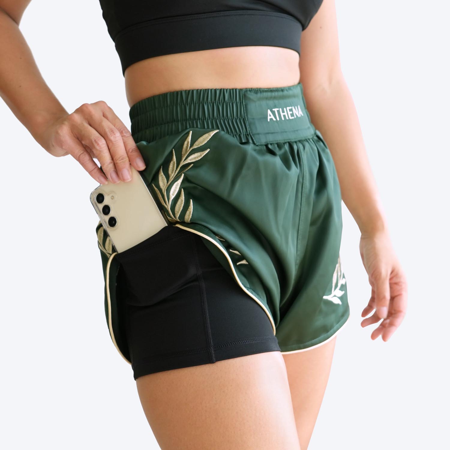 ATHENA Muay Thai Shorts, Women, Athena, green-gold, XL