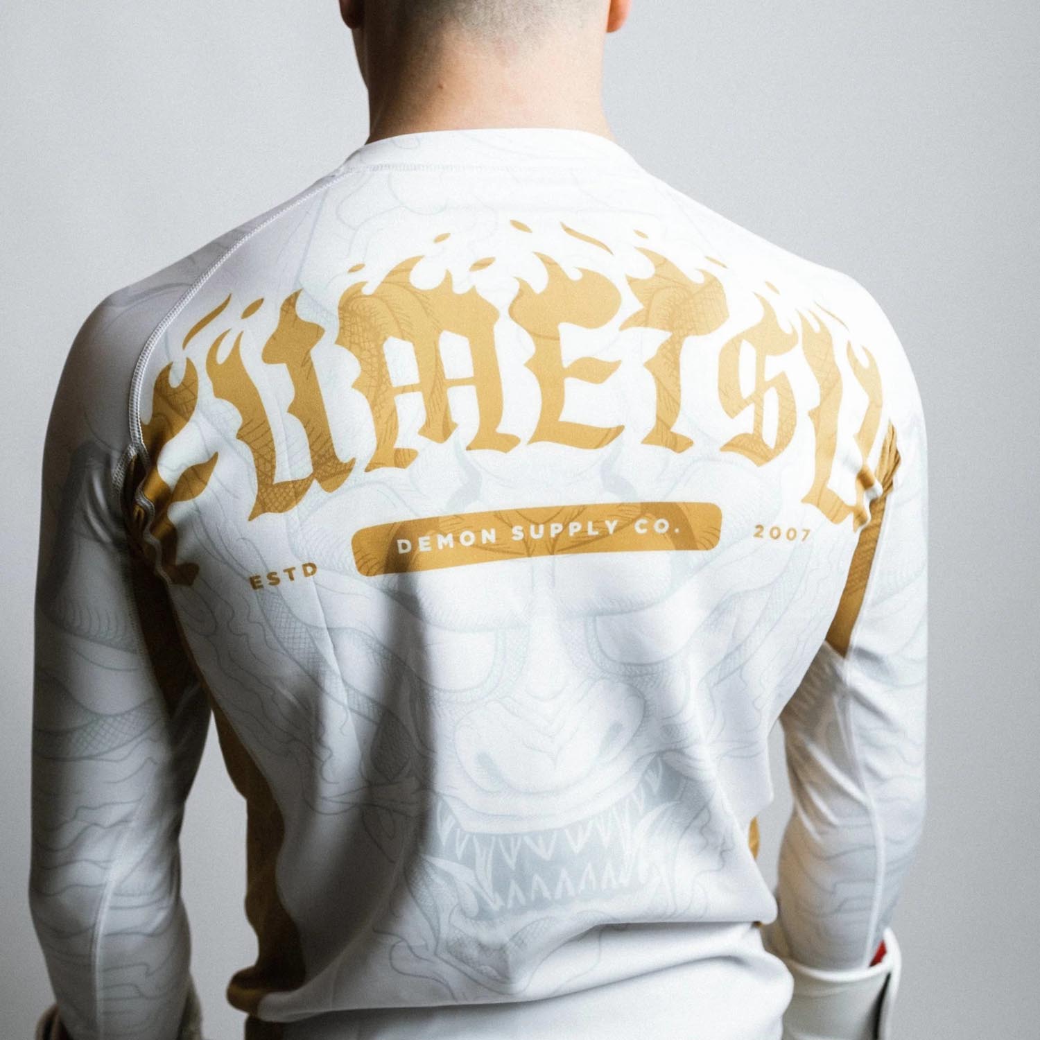 Fumetsu Rashguard, L/S, Oni, white-gold, XXL