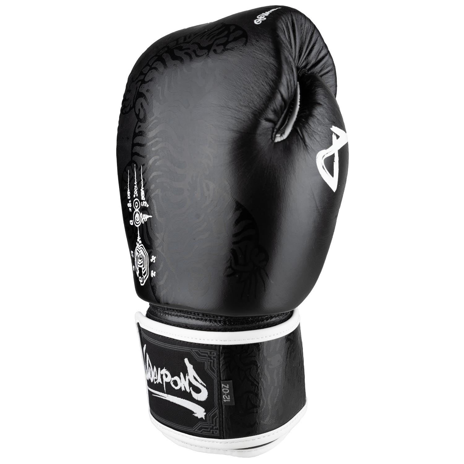 8 WEAPONS Boxing Gloves, Sak Yant Big Tiger, black-black, 12 Oz
