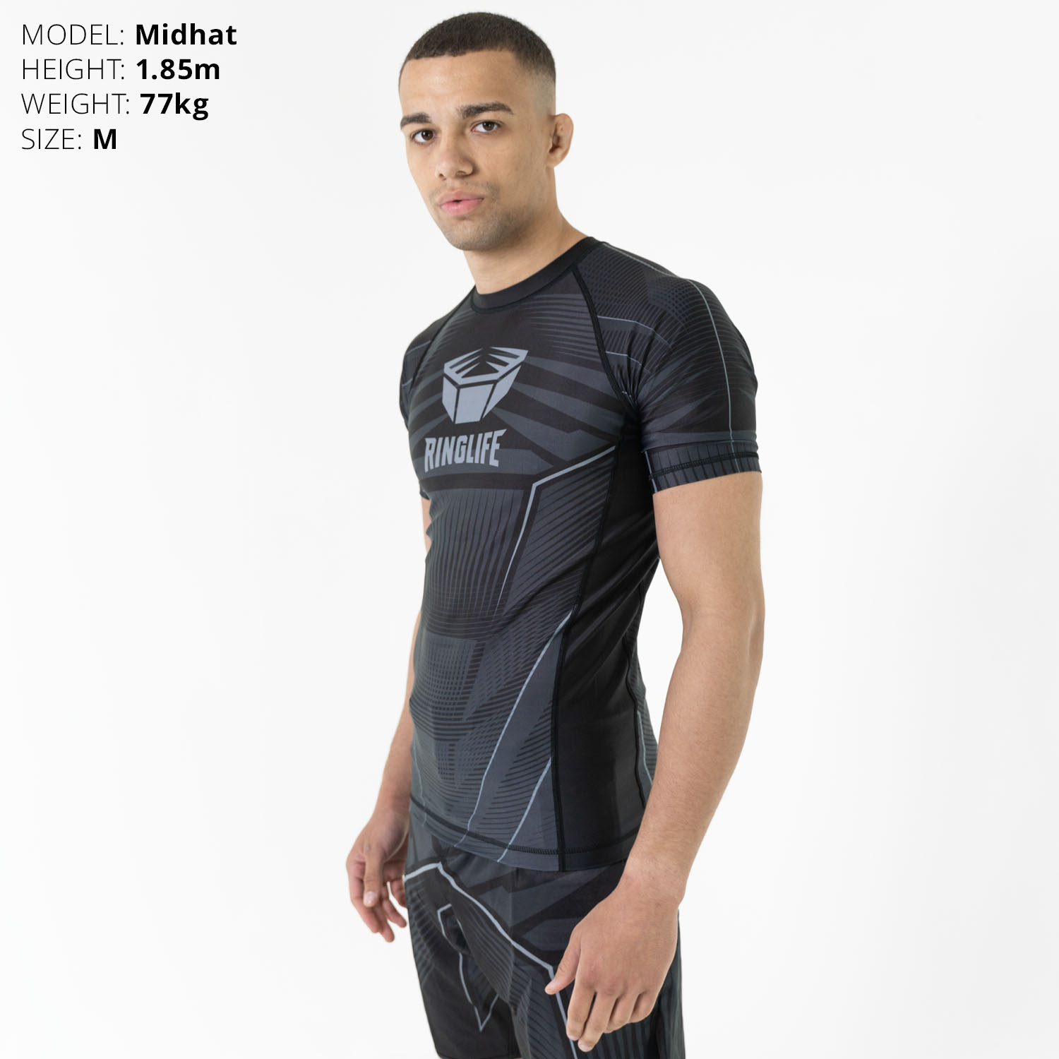 RINGLIFE Rashguard, S/S - Octaring schwarz-grau 3XL