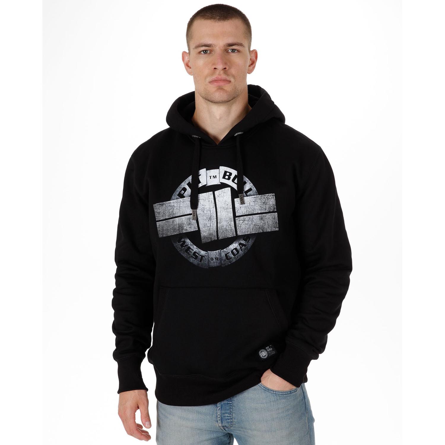 Pit Bull West Coast Hoody, Steel Logo X, schwarz, L