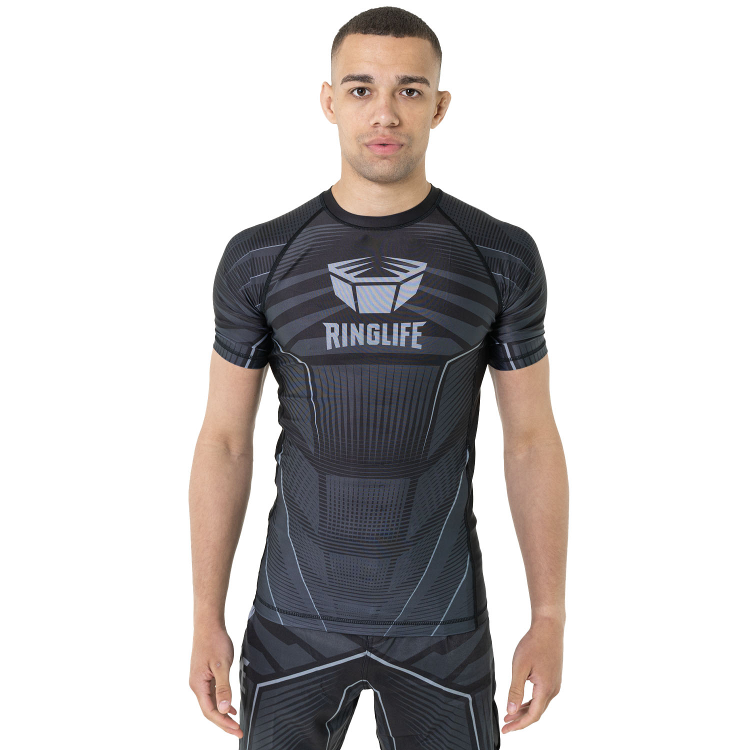 RINGLIFE Rashguard, S/S - Octaring schwarz-grau XL