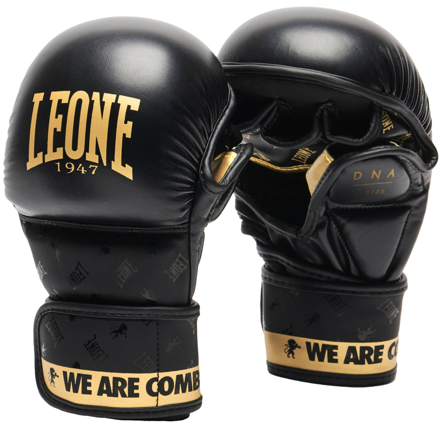 LEONE MMA Sparring Gloves, DNA, GP144, black-gold, XL