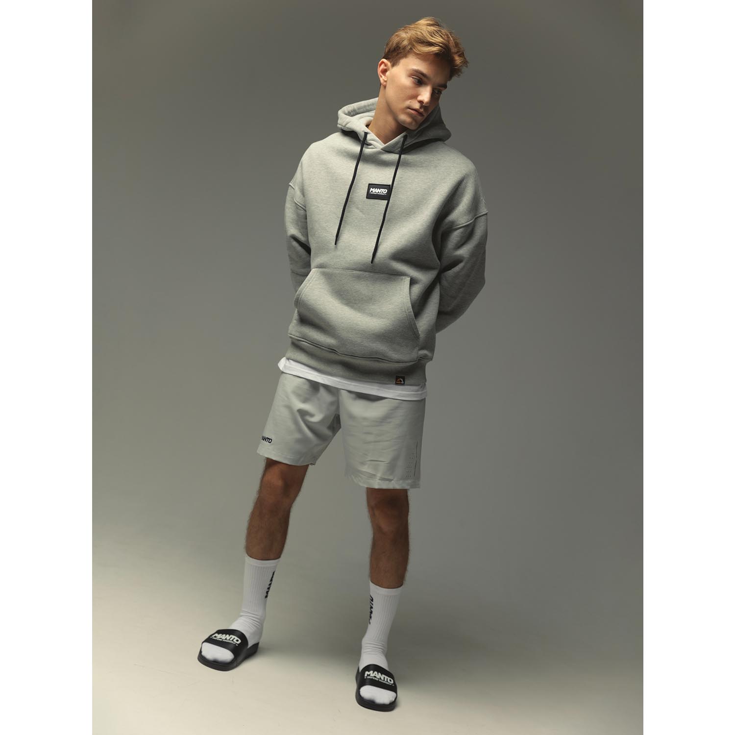 MANTO Hoody, Label, Oversize, grau, S