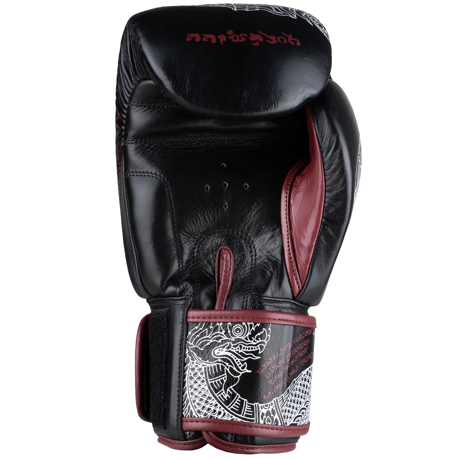 8 WEAPONS Boxing Gloves, Sak Yant Naga, black-maroon, 16 Oz