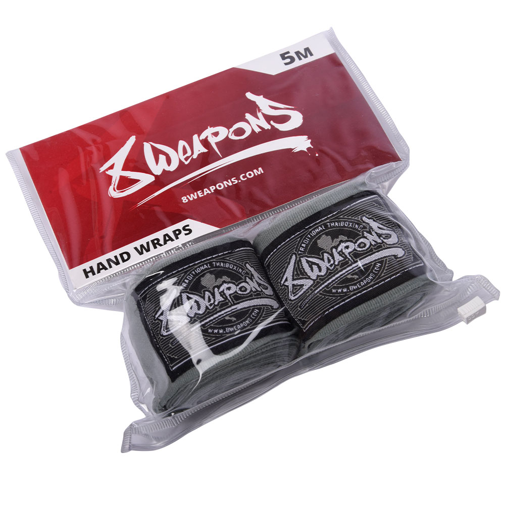8 WEAPONS Hand Wraps, semi-elastic, 5 m, grey