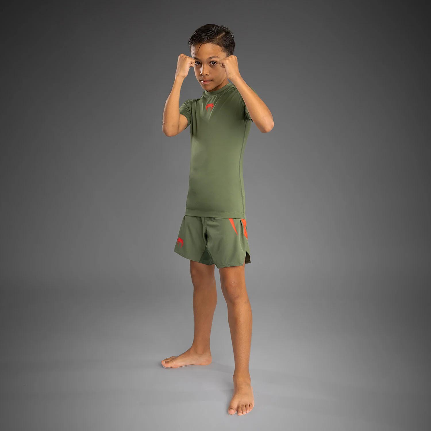 VENUM Rashguard, S/S, Kids, Contender, khaki-orange, 14 J