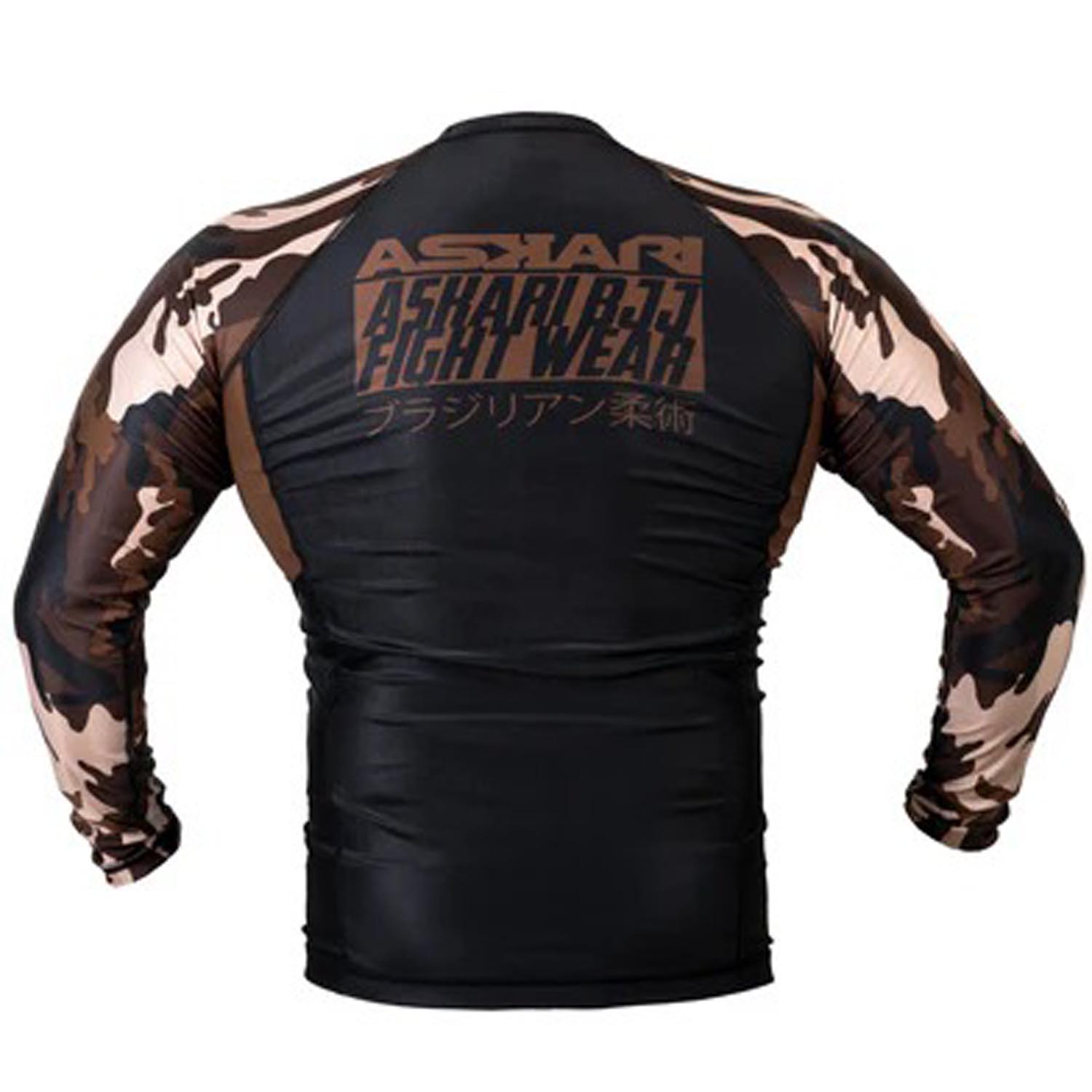 ASKARI Rashguard, L/S, IBJJF Ranked, brown-camo, XXL