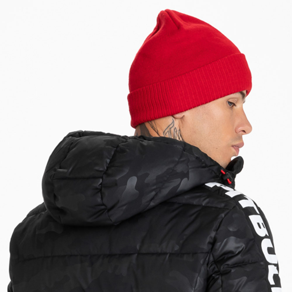 Pit Bull West Coast Beanie, Small Logo, rot