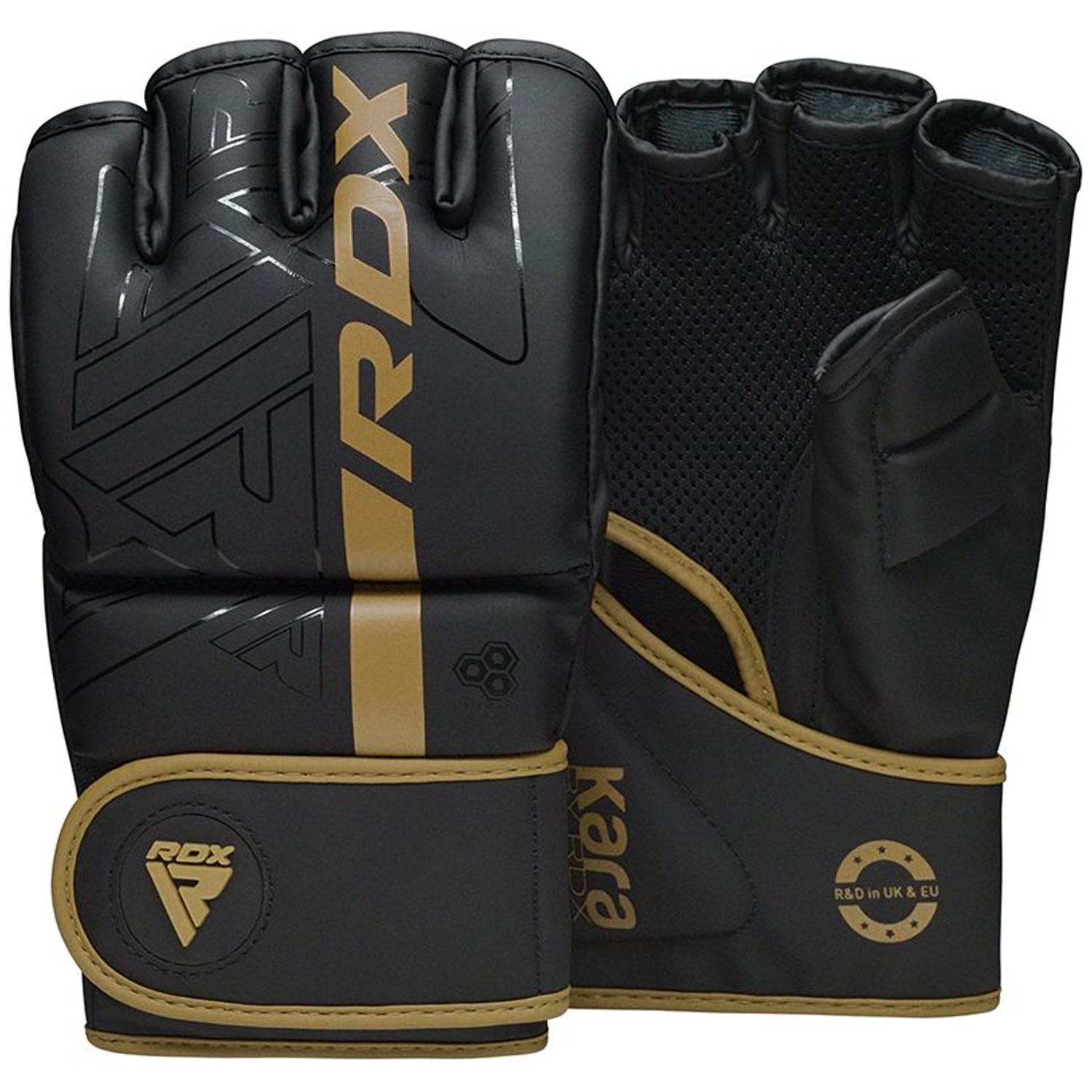 RDX MMA Boxing Gloves, Kara Series F6, black-gold, M