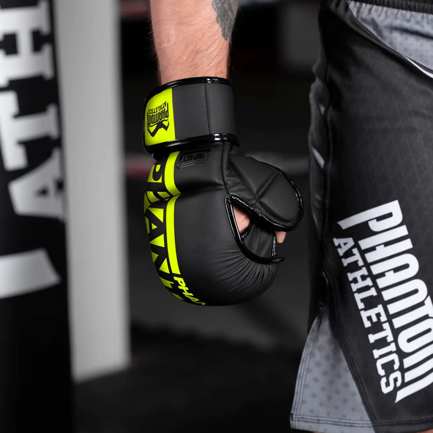 Phantom Athletics MMA Sparring Gloves, Apex, black-neonyellow, L/XL