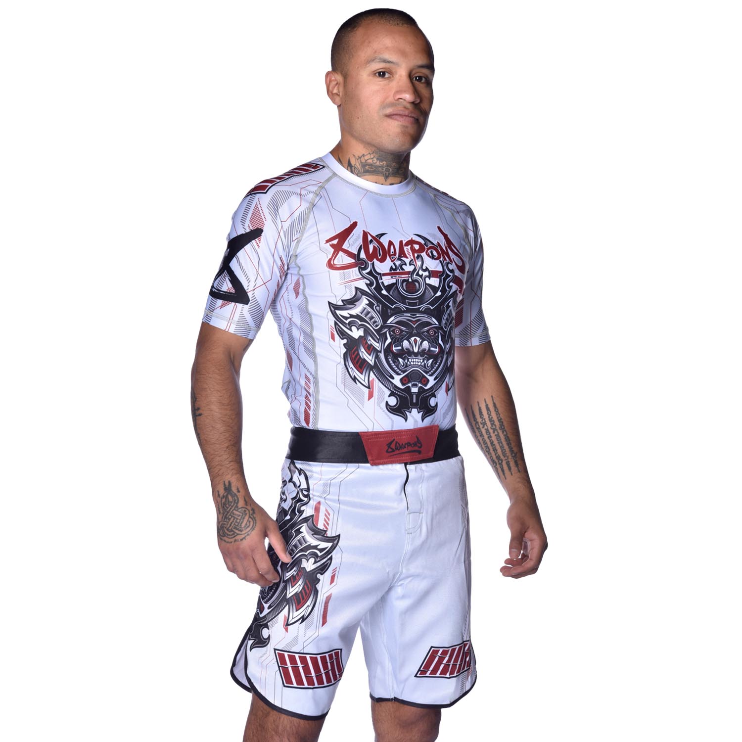 8 WEAPONS Fight Shorts, Samurai 2.0, white-red, XXL