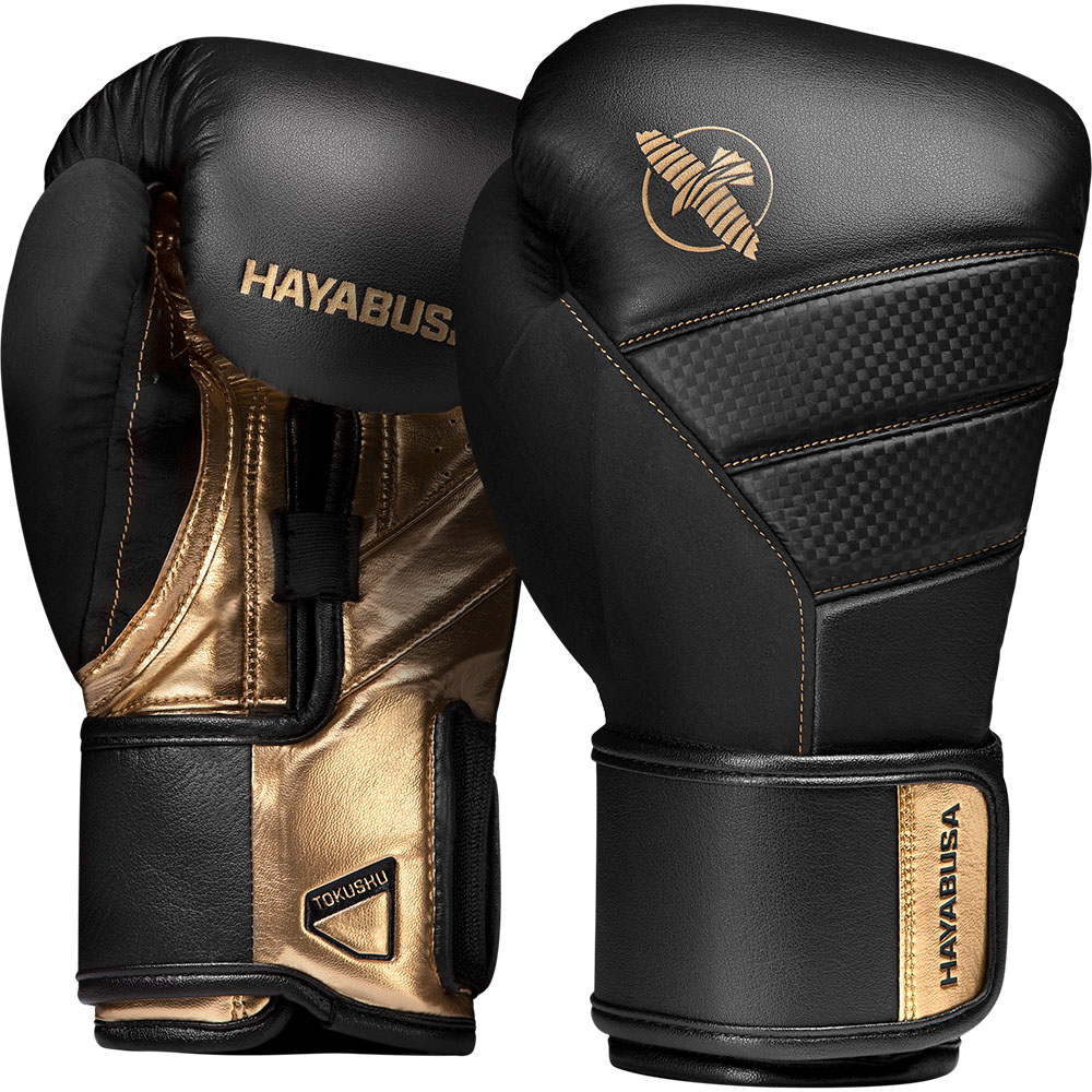 Hayabusa Boxing Gloves, T3, black-gold, 12 Oz