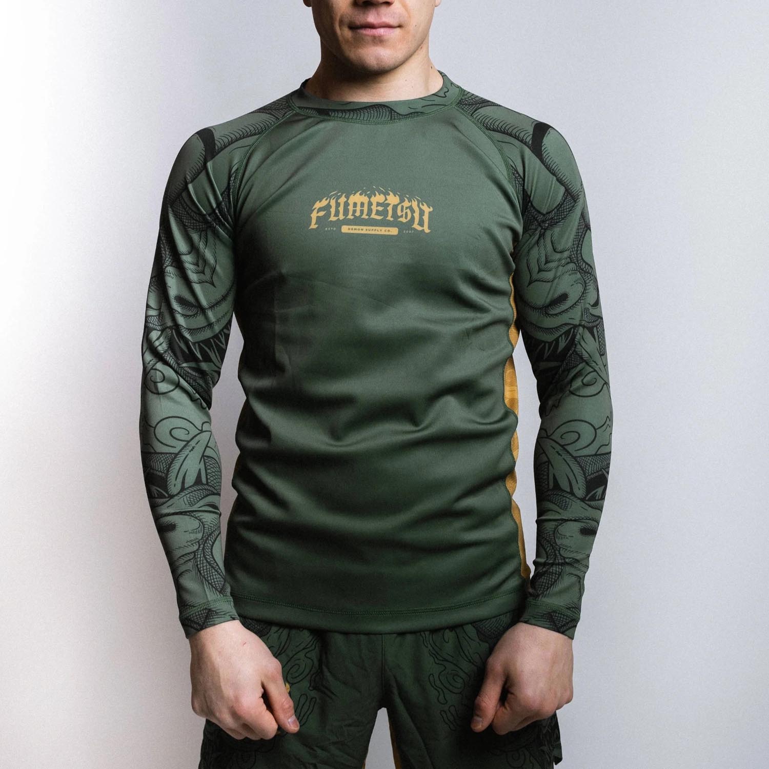 Fumetsu Rashguard, L/S, Oni, khaki-gold, XXL