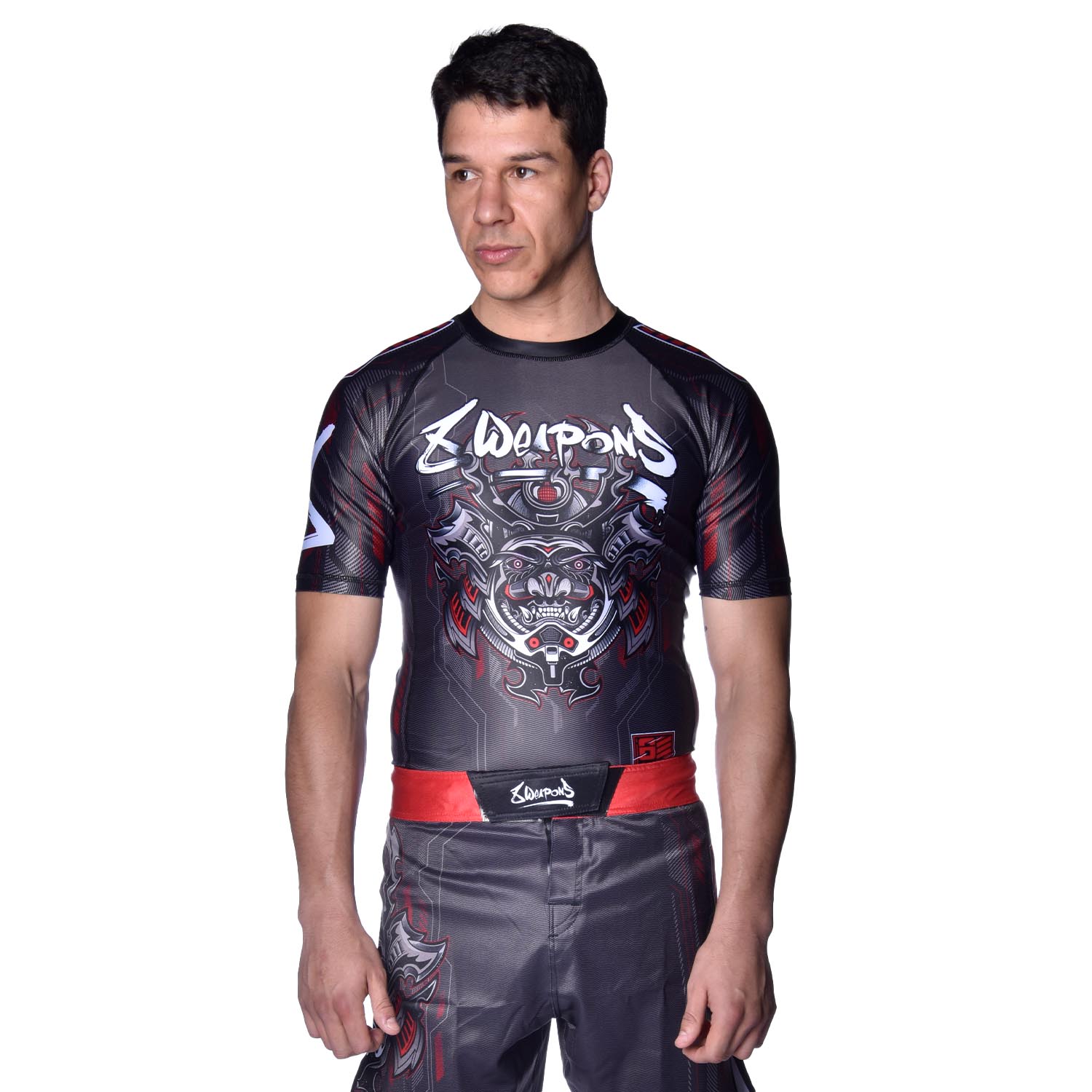 8 WEAPONS Rashguard, S/S, Samurai 2.0, black-red, XXL