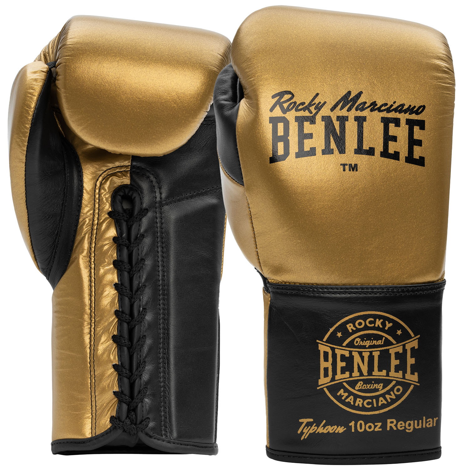 BENLEE Wettkampf Boxhandschuhe, Typhoon, gold-schwarz, 10 Oz