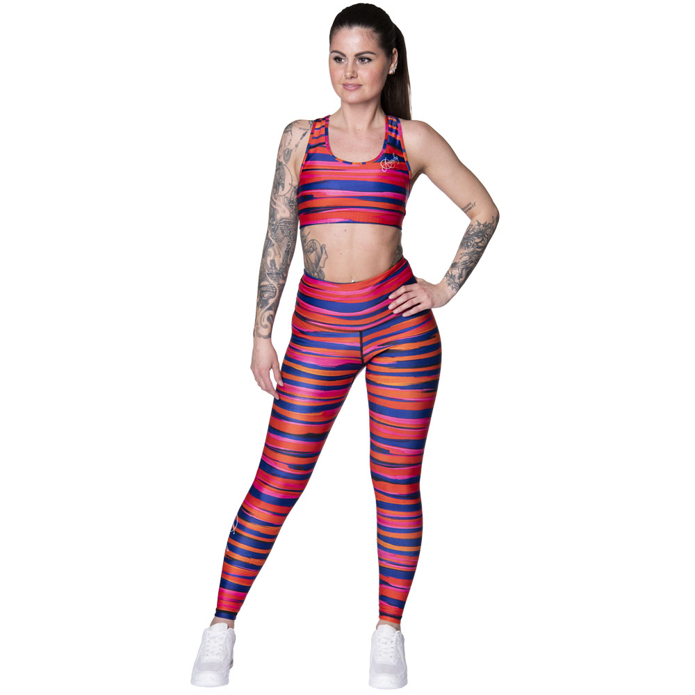 Anarchy Apparel Leggings, Brushed, orange-blue, XS