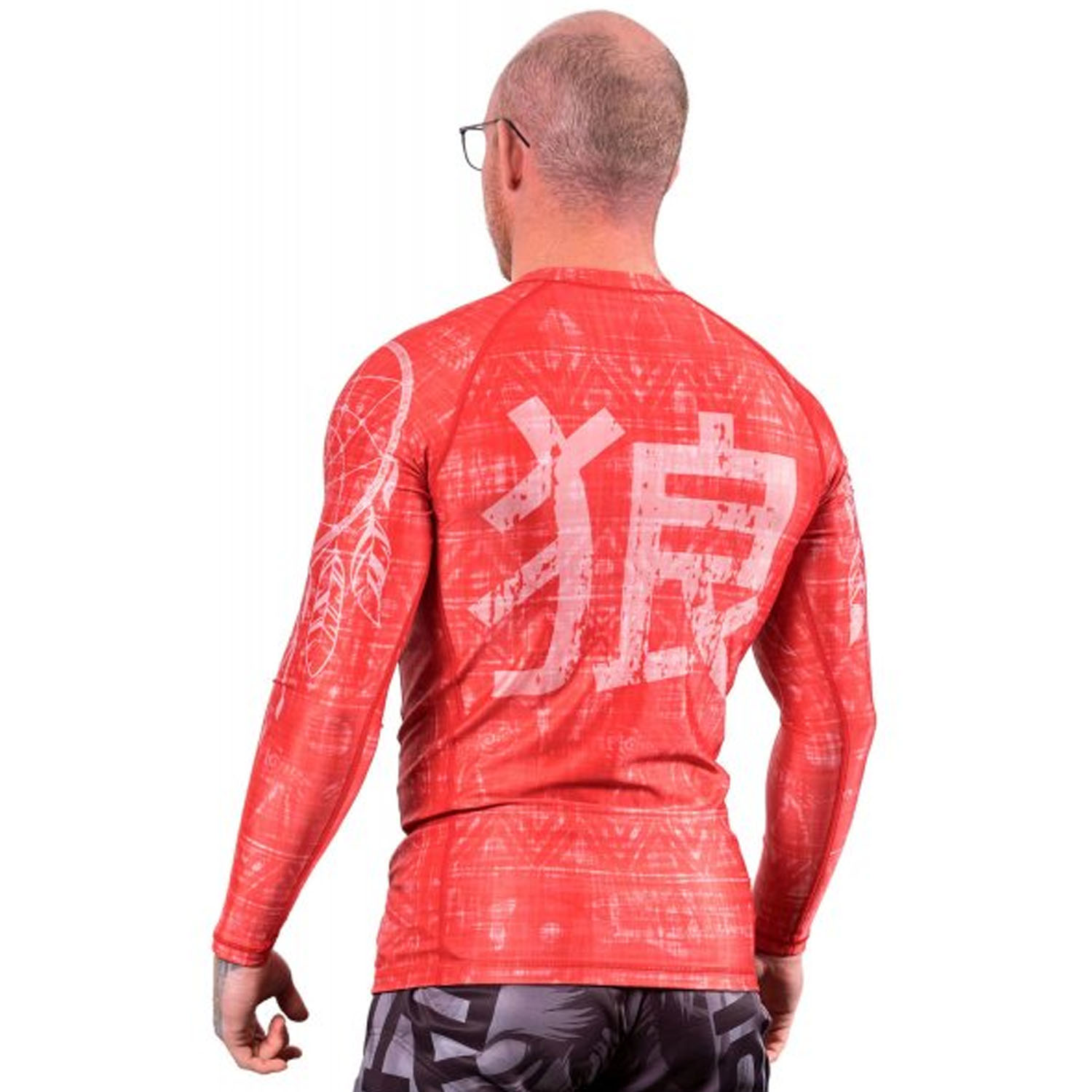 OKAMI Rashguard, L/S, Wolf Skull, red, S